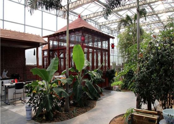 लाइटवेट स्टील साइटसीइंग वेनलो ग्लास ग्रीनहाउस रेस्तरां कस्टम आकार
