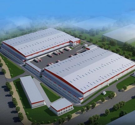 A steel structure workshop constructed using Q355/Q235 materials from China