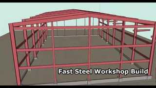 इस्पात संरचना सामग्री से निर्मित एक कार्यशाला