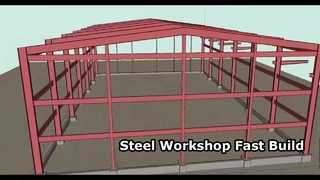 पक्की छत के साथ इस्पात संरचना उत्पादन और प्रसंस्करण कार्यशाला